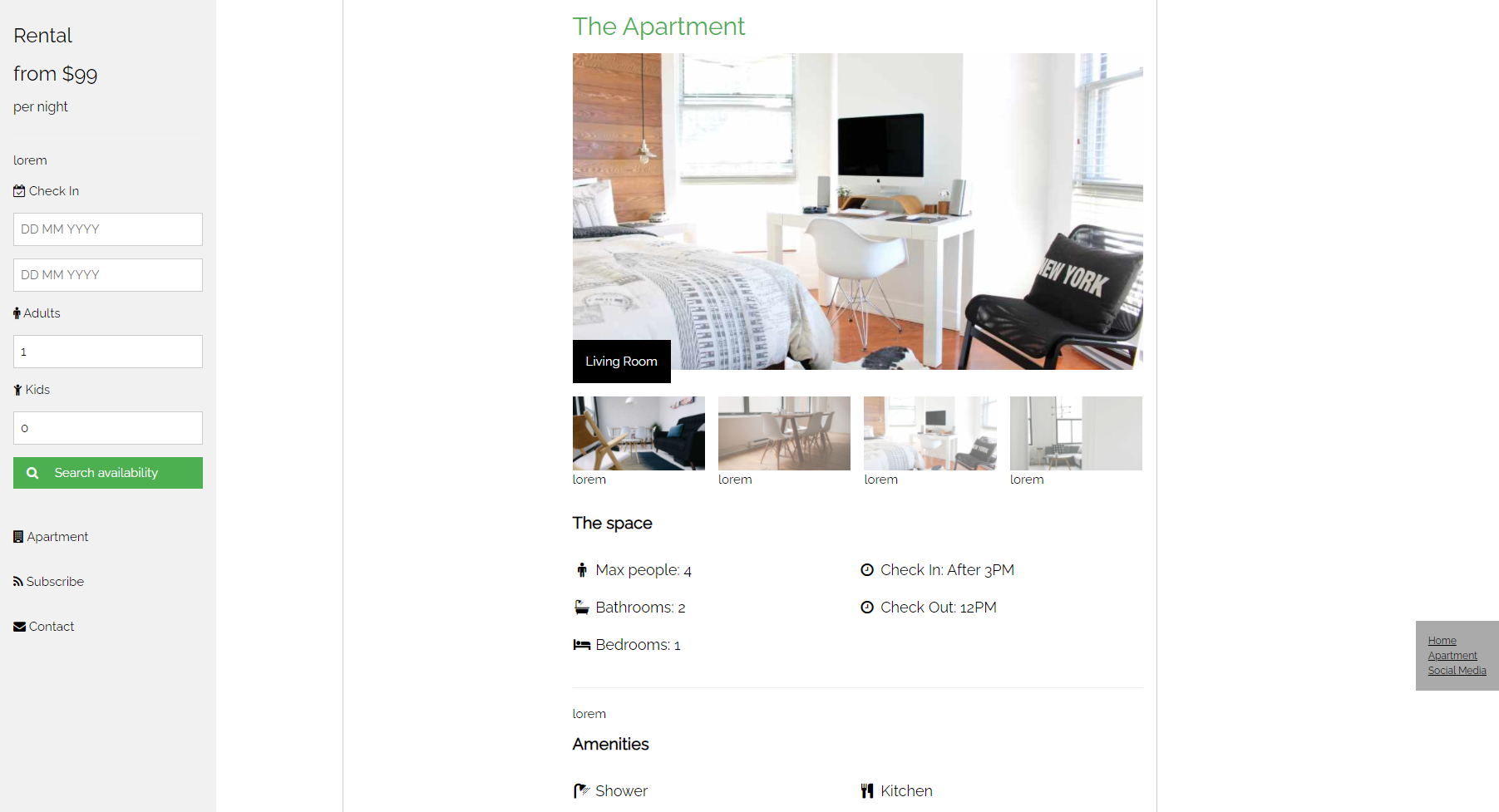 W3Css Apartment Theme