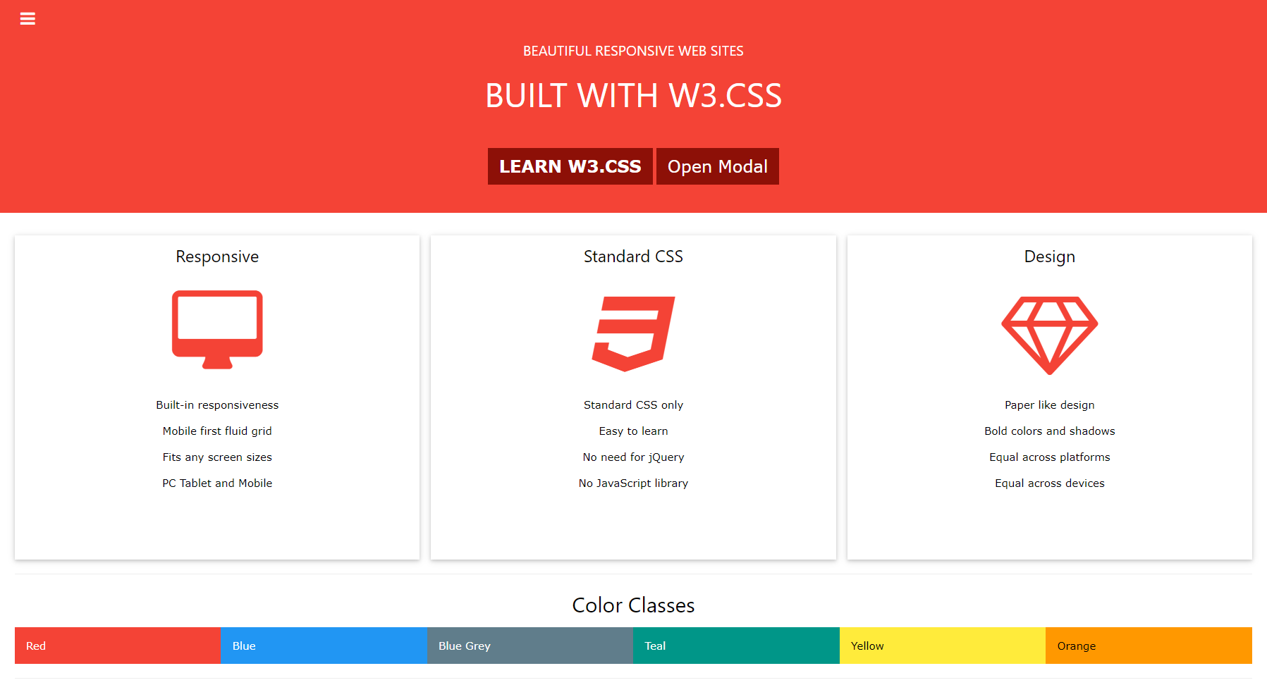 W3CSS Project Template Cover