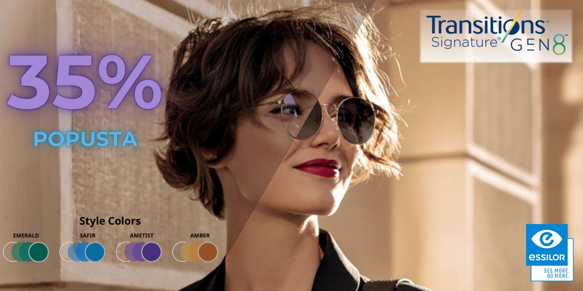 35% popusta na essilor transitions stakla